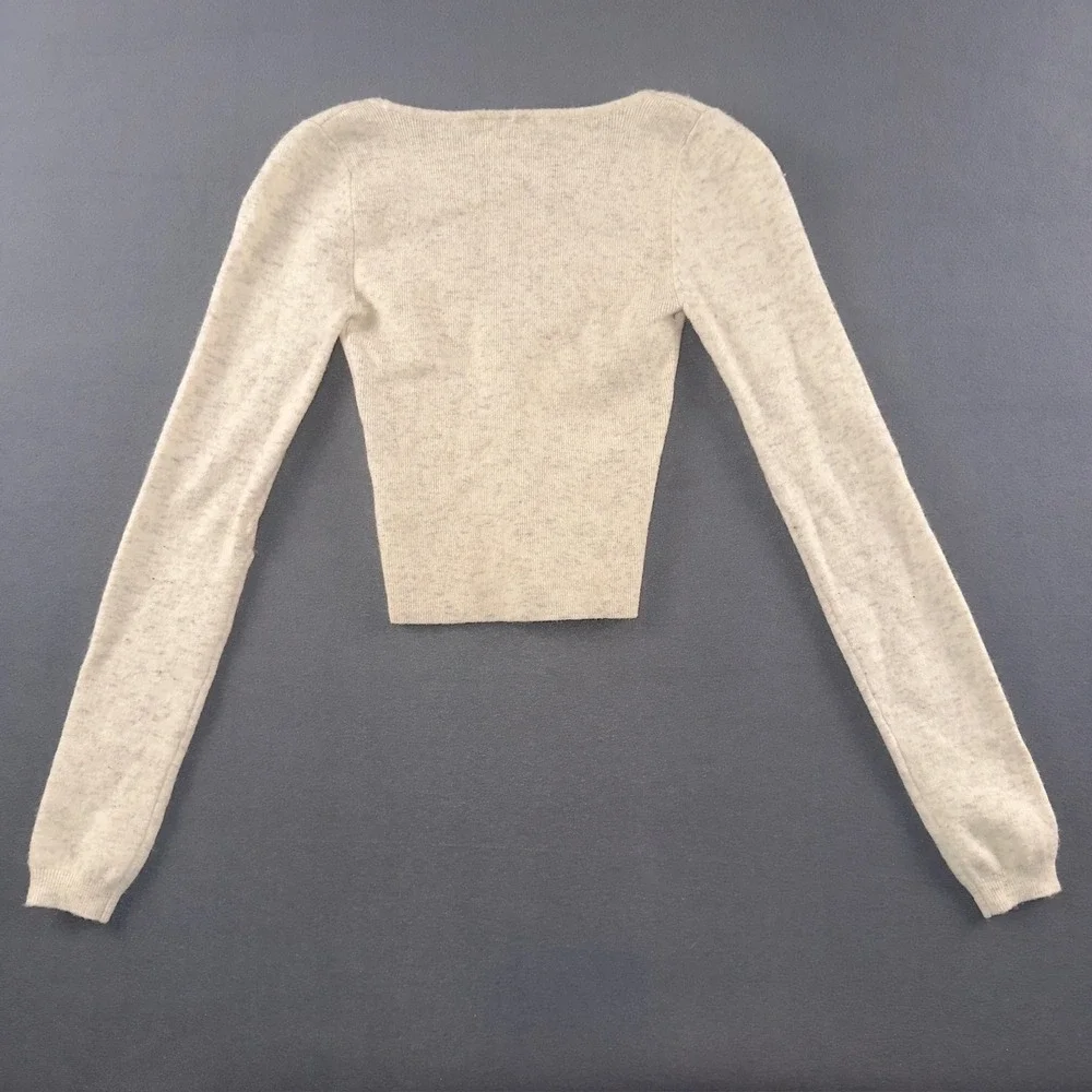 Wilfred Aritzia Sweetheart Bustier Knit Top Oatmeal Beige Wool Cashmere 2XS